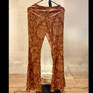 Velvet paisley yellow mustard bell bottom pants